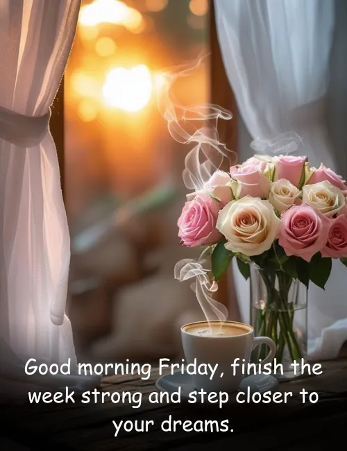 Good morning Friday, finish the week strong and step closer to your dreams.