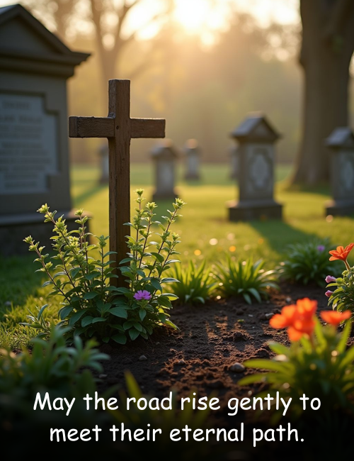 May the road rise gently to meet their eternal path
