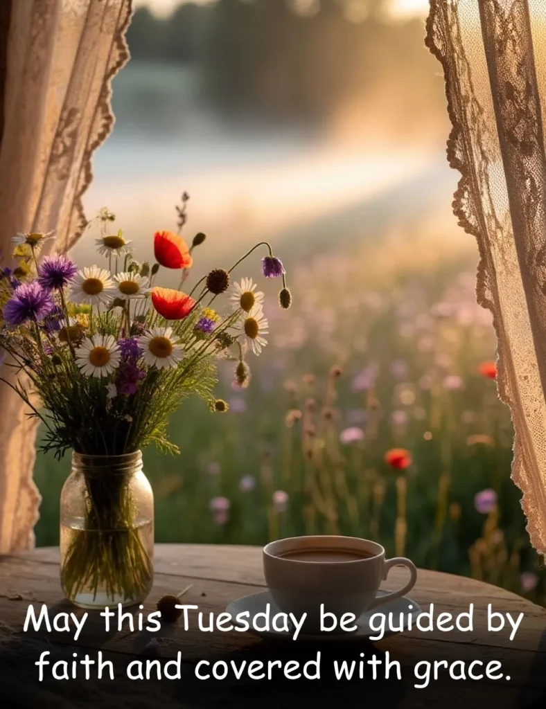 May this Tuesday be guided by faith and covered with grace.May God bless your day with strength, peace, and wisdom