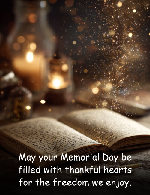 May your Memorial Day be filled with thankful hearts for the freedom we enjoy