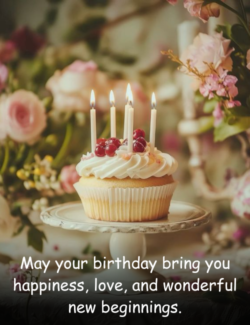 May your birthday bring you happiness, love, and wonderful new beginnings
