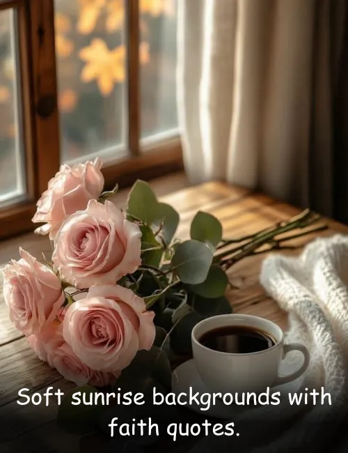 Soft sunrise backgrounds with faith quotes.