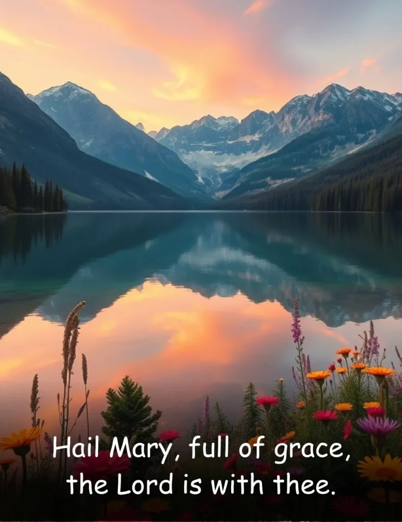 Hail Mary, full of grace, the Lord is with thee.