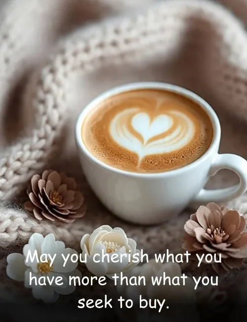 May you cherish what you have more than what you seek to buy.