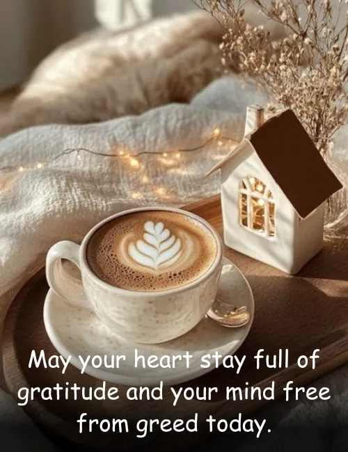 May your heart stay full of gratitude and your mind free from greed today.