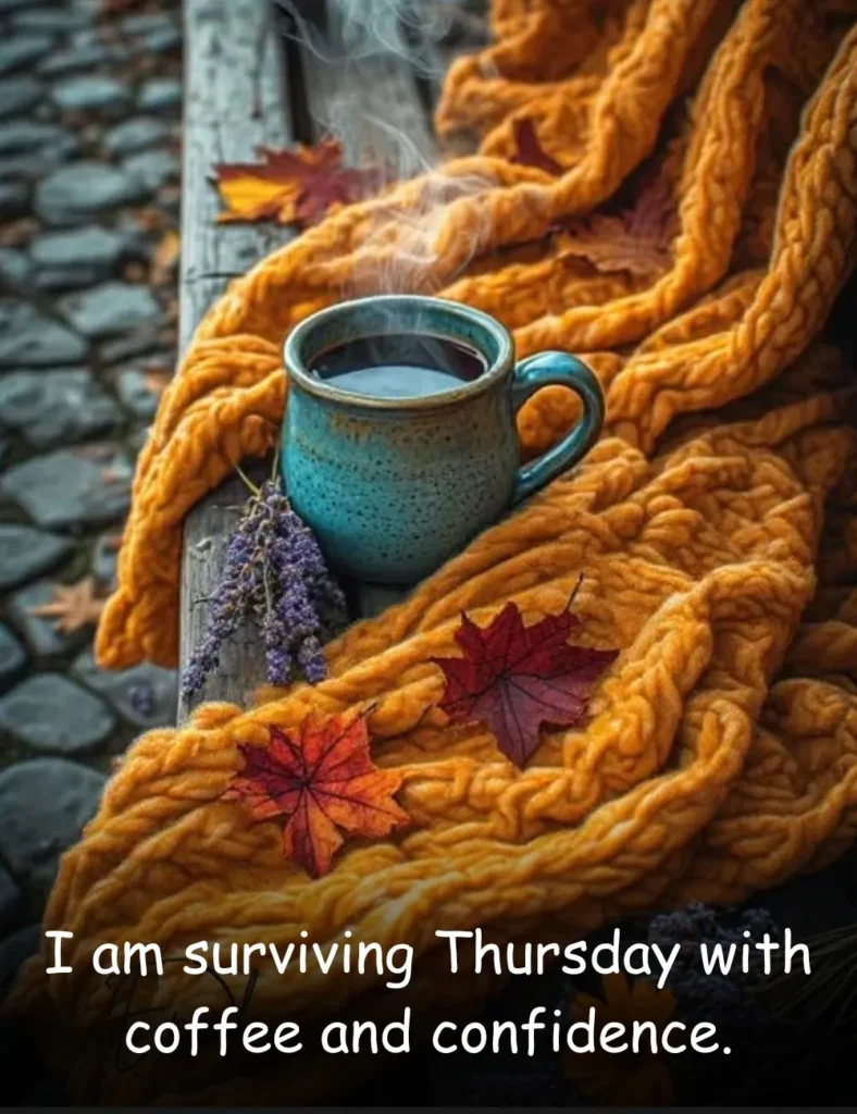 I am surviving Thursday with coffee and confidence.