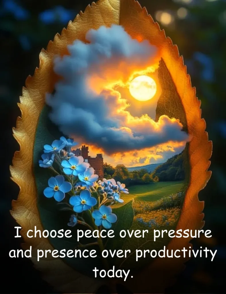 I choose peace over pressure and presence over productivity today.