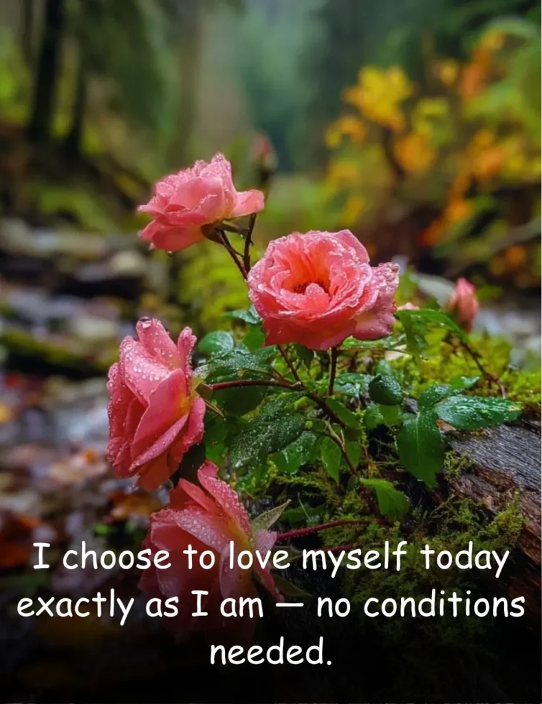 I choose to love myself today exactly as I am — no conditions needed.