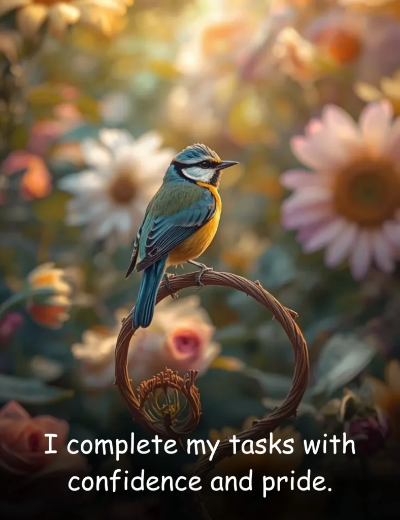 I complete my tasks with confidence and pride.