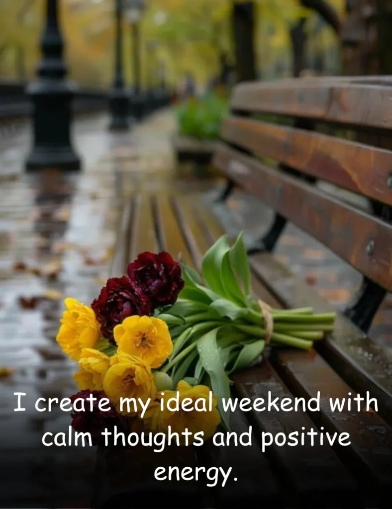 I create my ideal weekend with calm thoughts and positive energy.