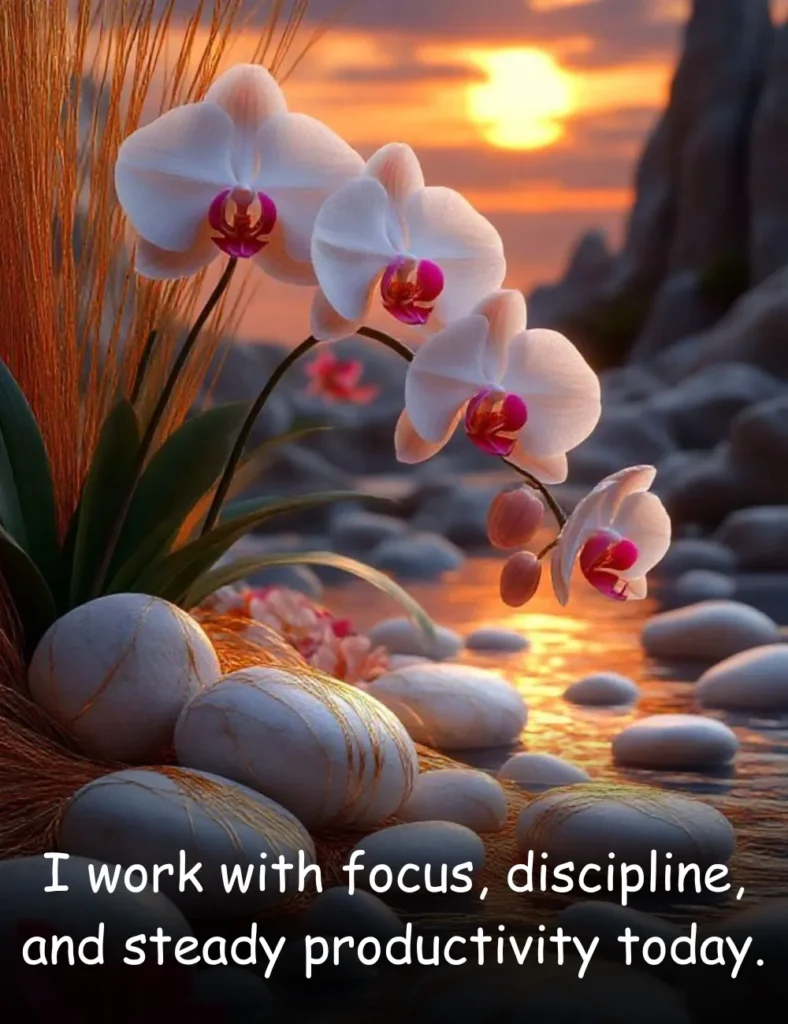 I work with focus, discipline, and steady productivity today.