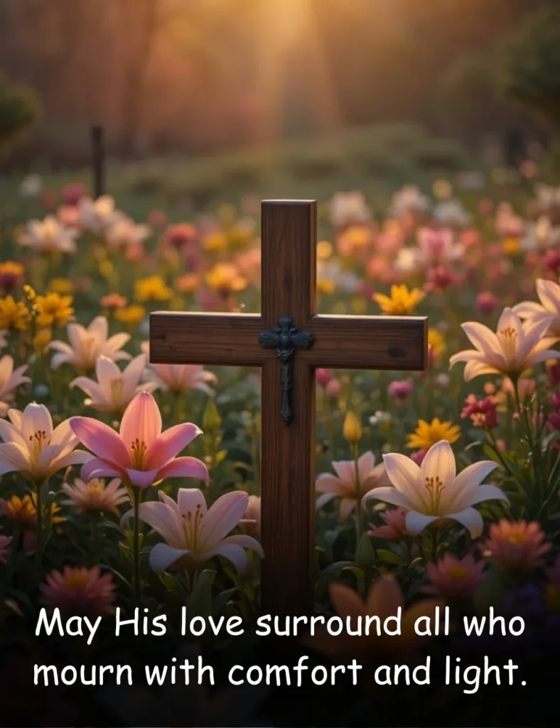 May His love surround all who mourn with comfort and light.