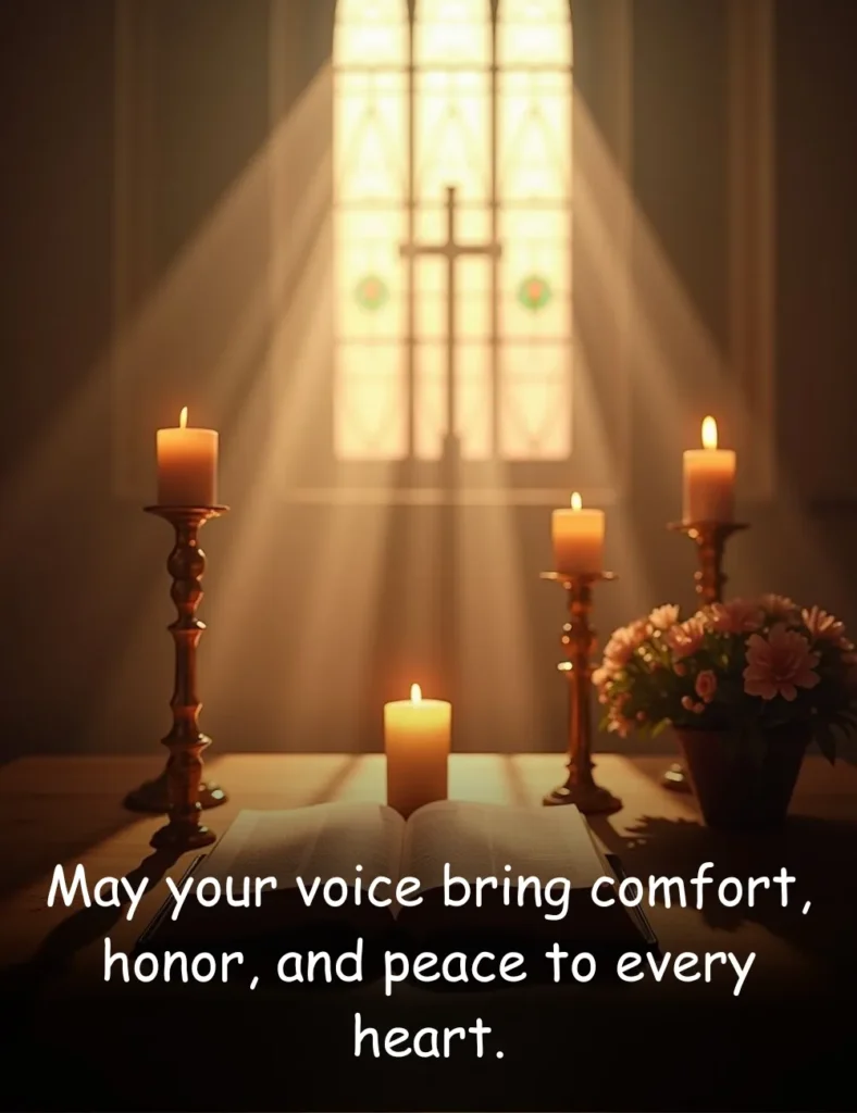 May your voice bring comfort, honor, and peace to every heart.
