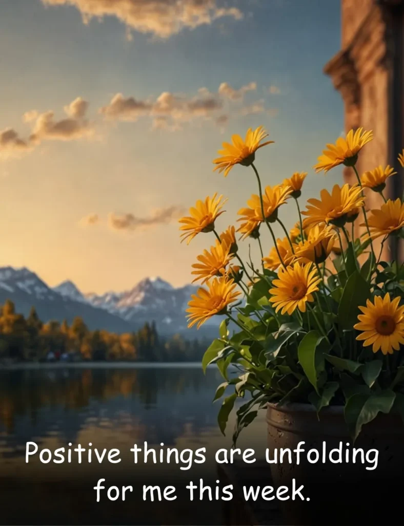 Positive things are unfolding for me this week.