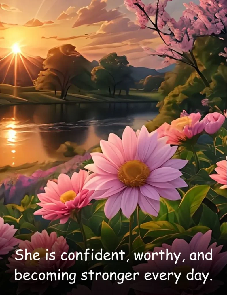 She is confident, worthy, and becoming stronger every day.