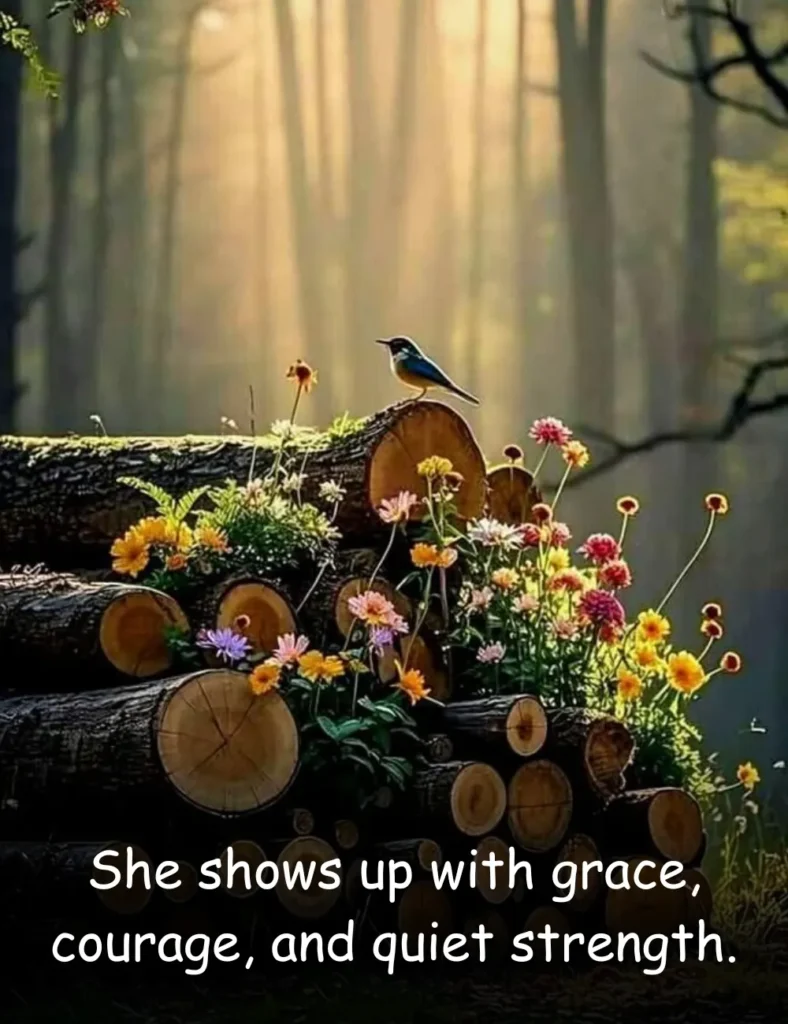 She shows up with grace, courage, and quiet strength.