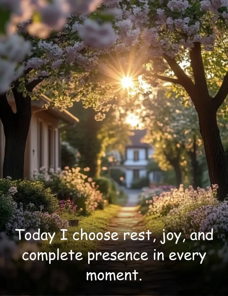 Today I choose rest, joy, and complete presence in every moment.