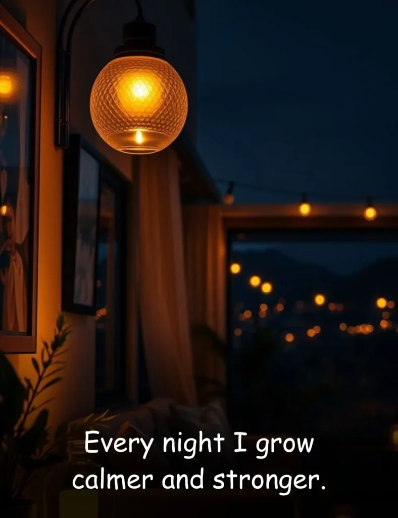 Every night I grow calmer and stronger.