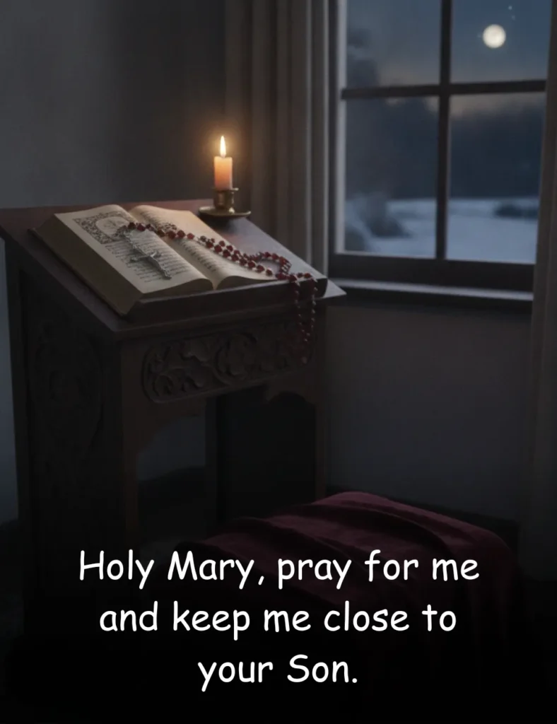 Holy Mary, pray for me and keep me close to your Son.