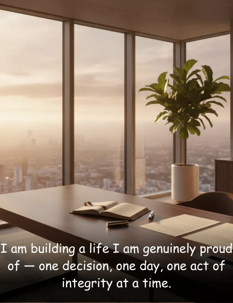 I am building a life I am genuinely proud of — one decision, one day, one act of integrity at a time.