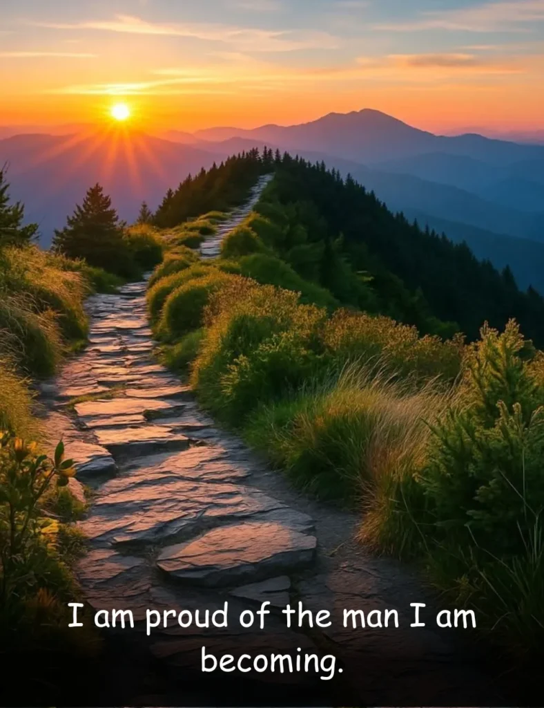 I am proud of the man I am becoming.