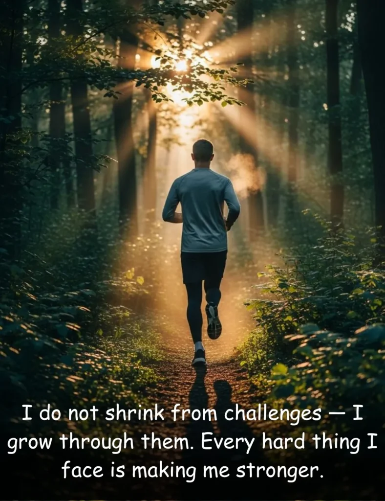 I do not shrink from challenges — I grow through them. Every hard thing I face is making me stronger.