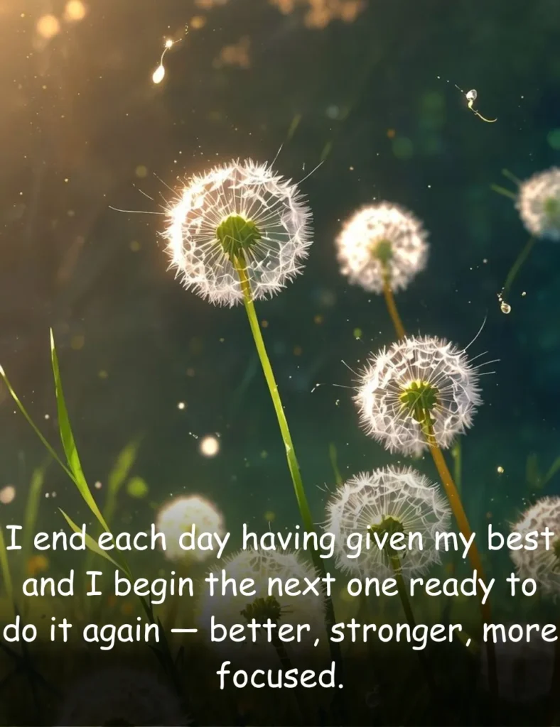 I end each day having given my best and I begin the next one ready to do it again — better, stronger, more focused.
