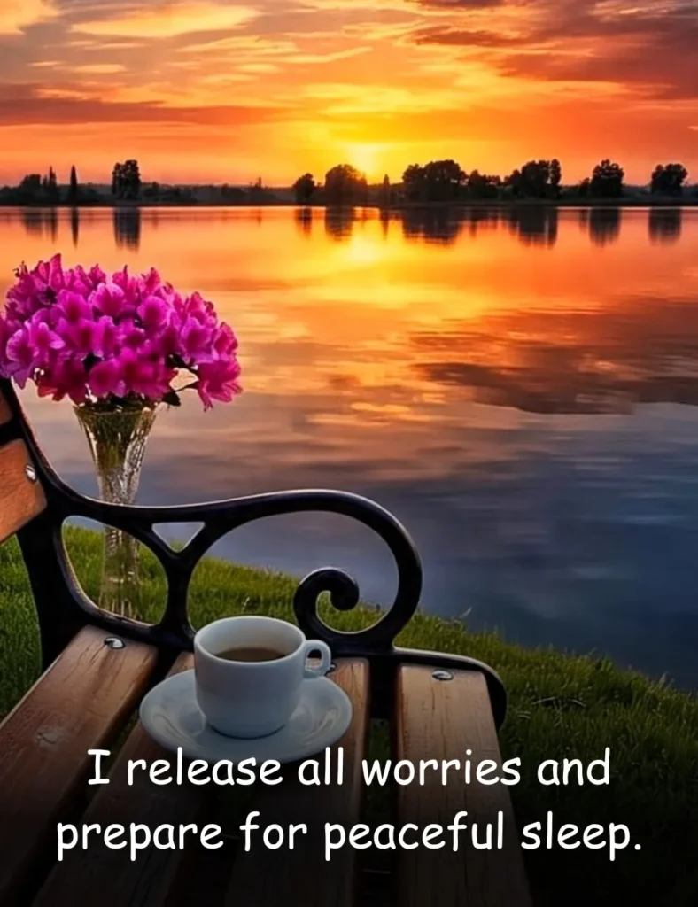 I release all worries and prepare for peaceful sleep.