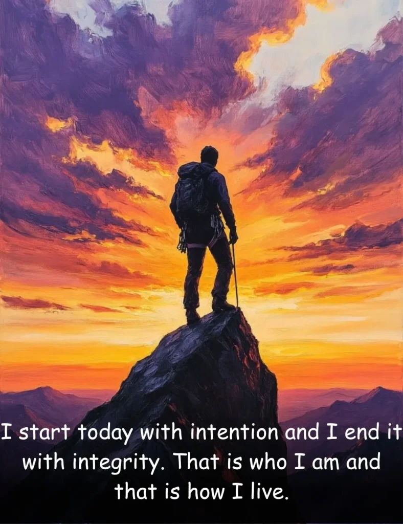 I start today with intention and I end it with integrity. That is who I am and that is how I live.