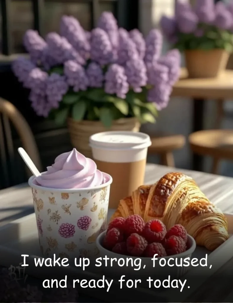 I wake up strong, focused, and ready for today.
