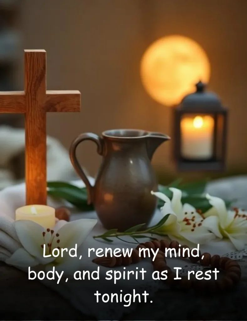 Lord, renew my mind, body, and spirit as I rest tonight.
