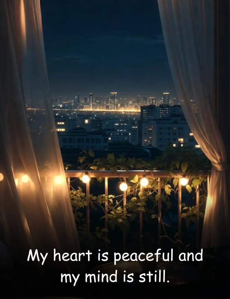 My heart is peaceful and my mind is still.