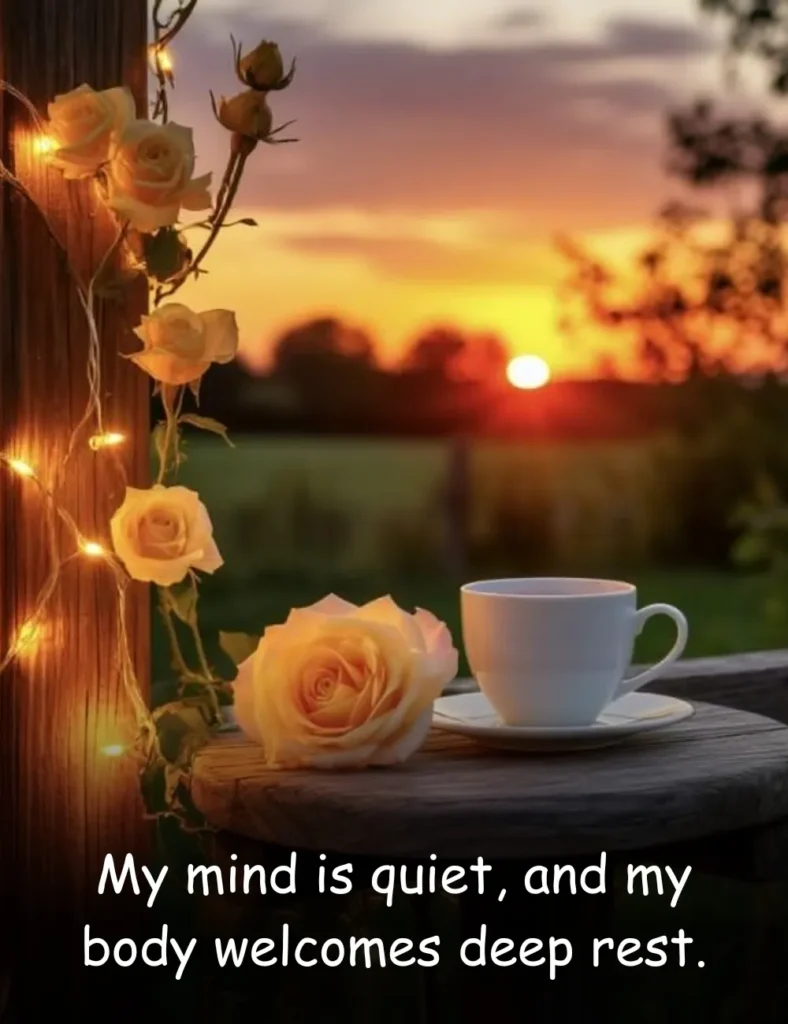 My mind is quiet, and my body welcomes deep rest.
