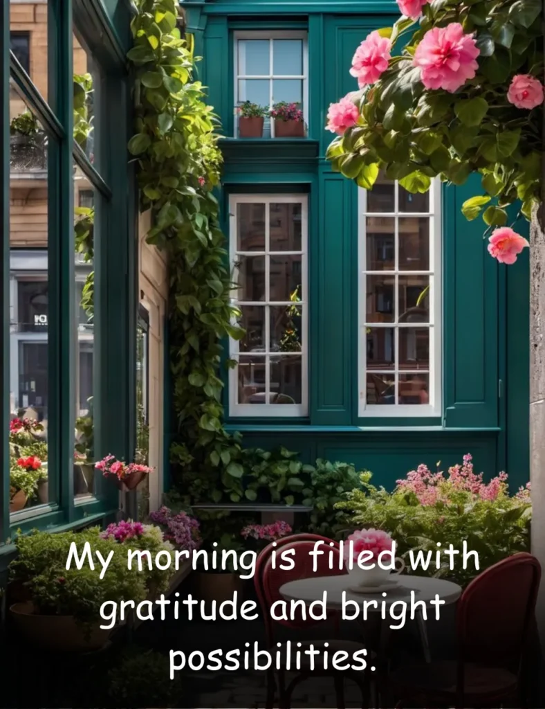 My morning is filled with gratitude and bright possibilities.