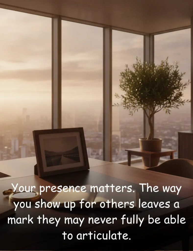 Your presence matters. The way you show up for others leaves a mark they may never fully be able to articulate.