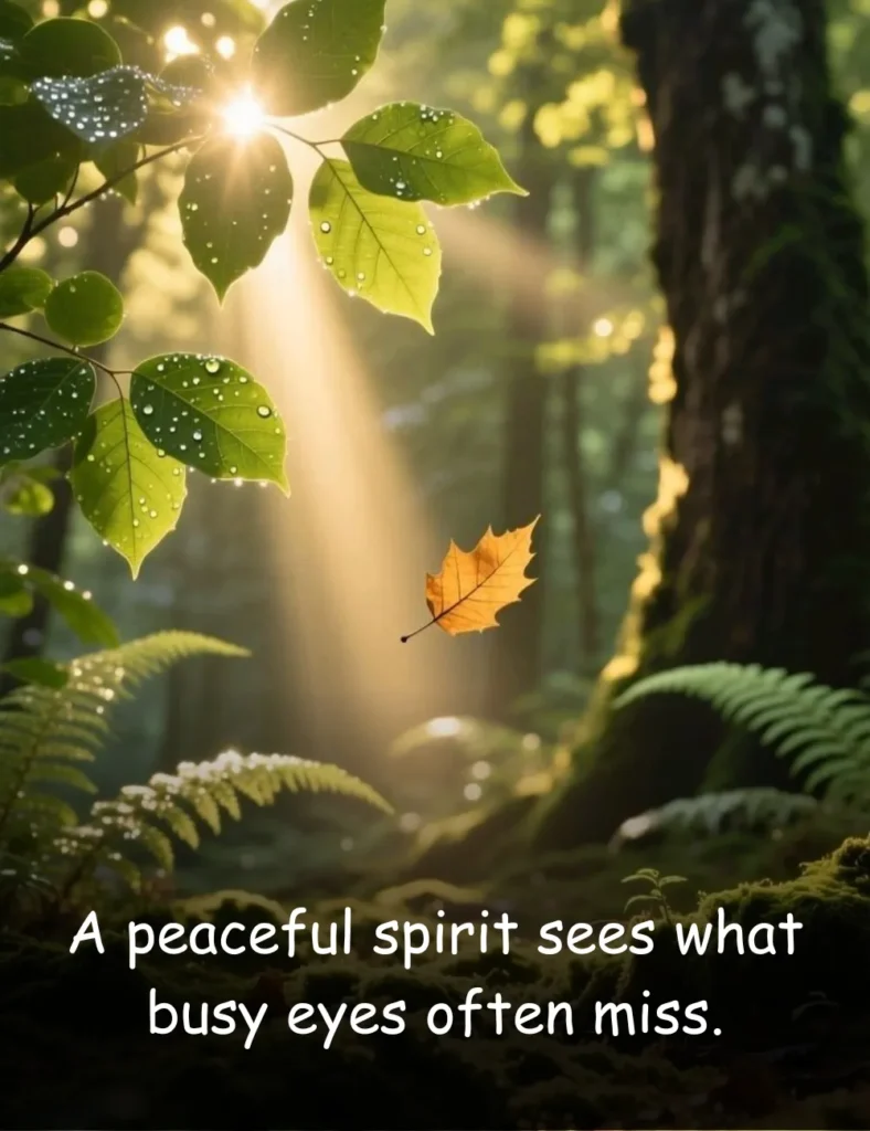 A peaceful spirit sees what busy eyes often miss.