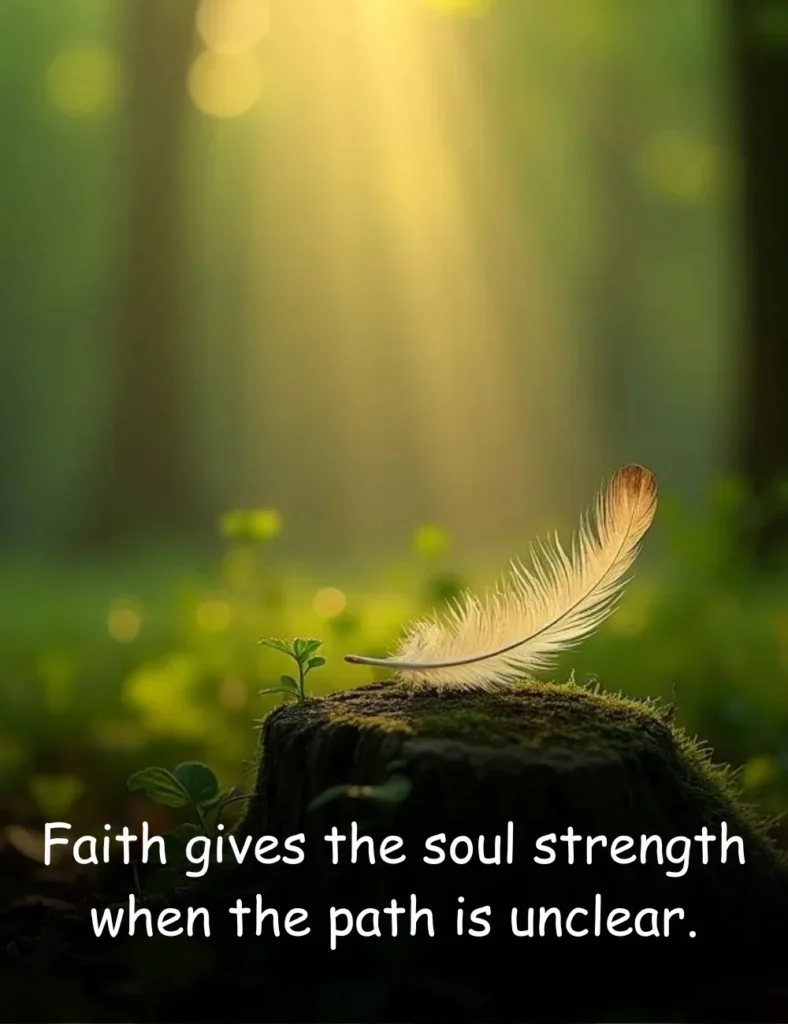Faith gives the soul strength when the path is unclear.