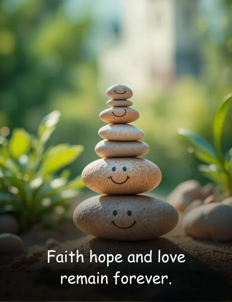 Faith hope and love remain forever.