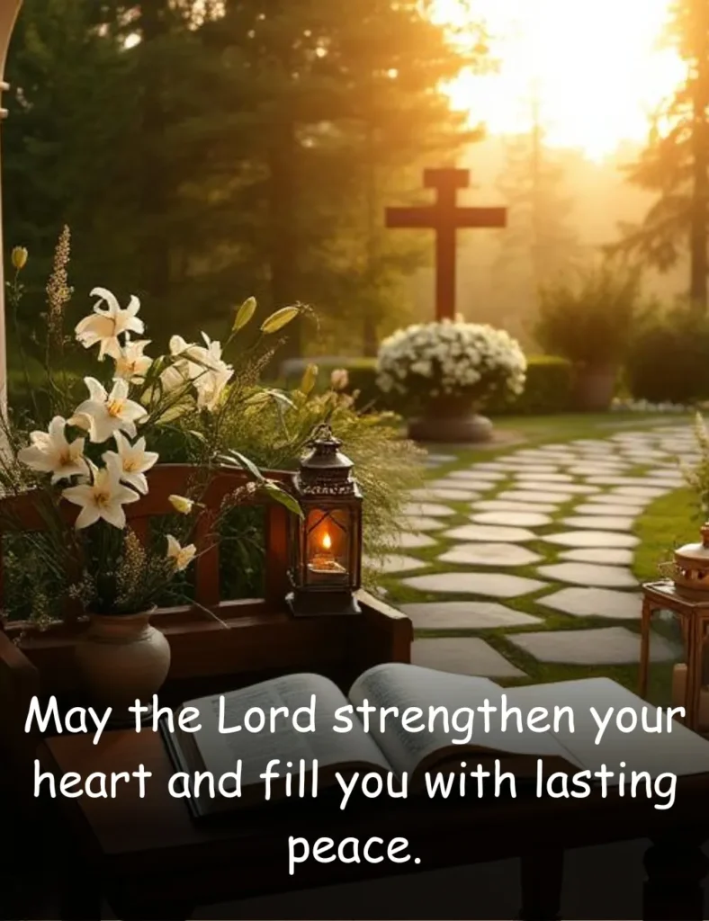 May the Lord strengthen your heart and fill you with lasting peace.