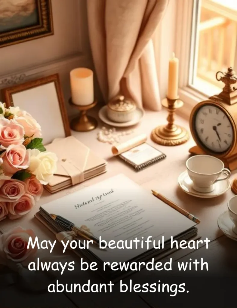 May your beautiful heart always be rewarded with abundant blessings.